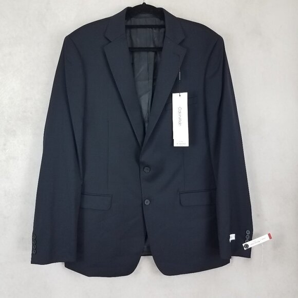 Calvin Klein 46 Long Mabry 100% Wool Blazer Suit Jacket Separates in Black - Picture 1 of 15
